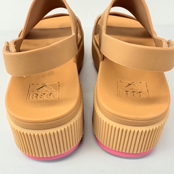 Reef Water Vista Higher Womens Size 6 Natural Hot Pink Platform Sandals Beach - Picture 5 of 7